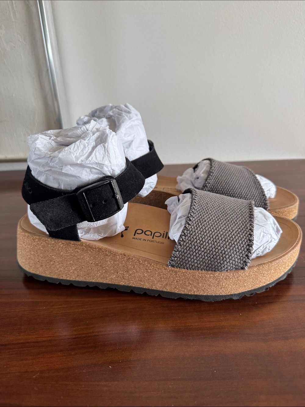 Birkenstock Papillio Glenda Anthracite Suede Canvas Sandal 39 8-8.5 - Picture 3 of 8